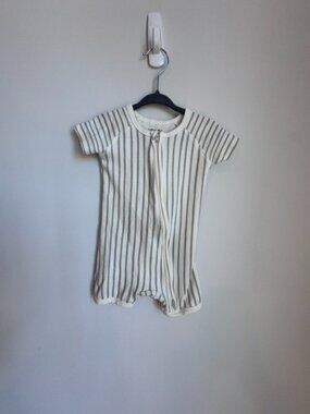 Pehr Organic Cotton Striped Short Sleeve Romper 6-12M
